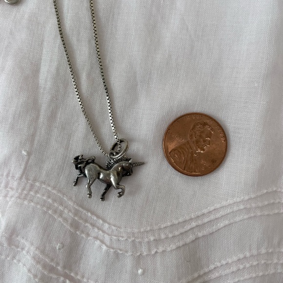 Sterling Box Chain Unicorn Necklace - Picture 4 of 6